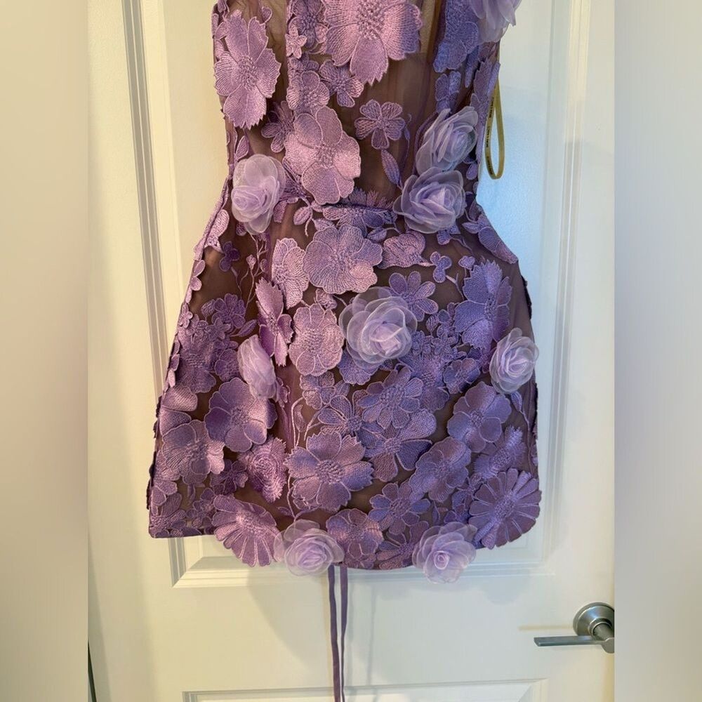 Bronx and Banco MINI DRESS JASMINE LILAC MARAYA lavender Floral Strapless - Picture 8 of 16